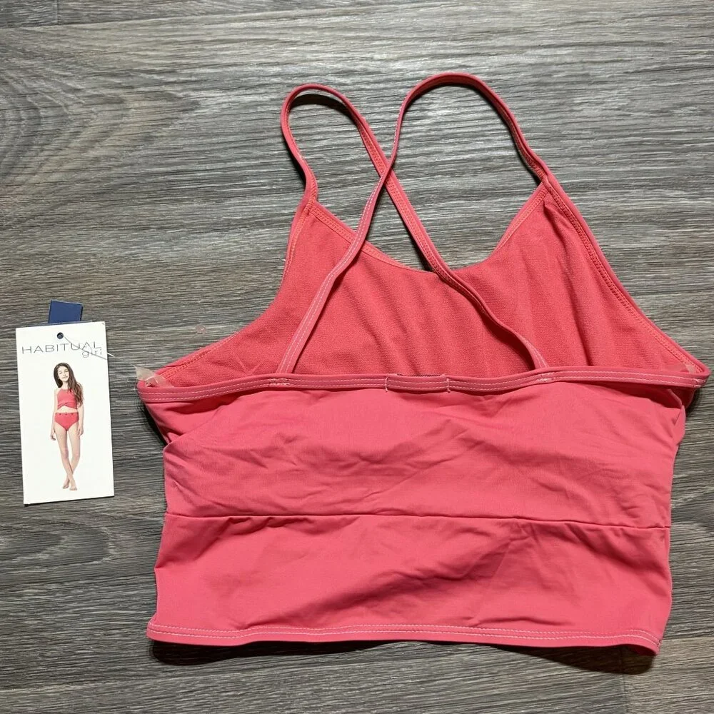NEW Habitual Girls Twist Front Tankini Size 12 Youth Coral Pink UPF 50 Swim Top